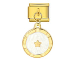 Round Pendant with Gold and Silver Base, Italian Module Bracelet, Titanium Steel Drip Oil Hook, Fashionable DIY Versatile Bracelet