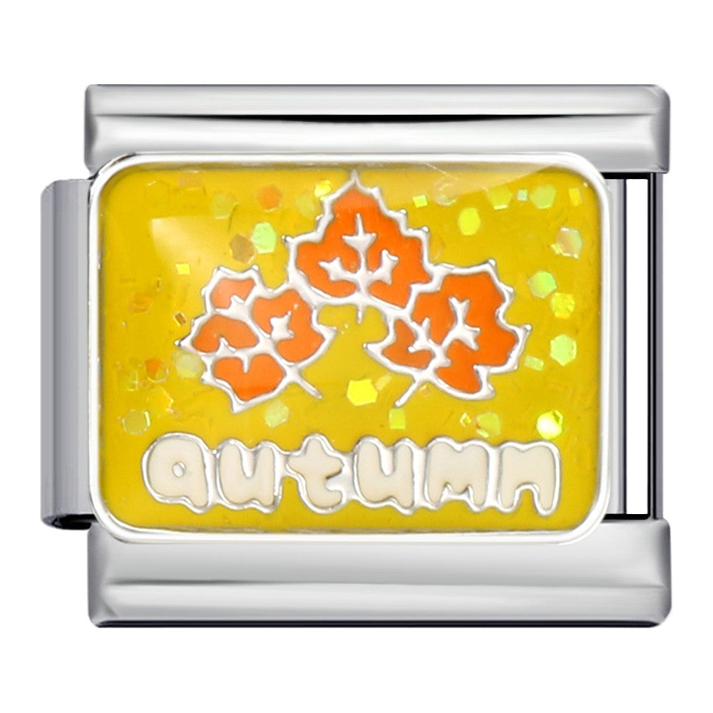 Four Season Element Gold-plated Oil Drop DIY Italian Module Bracelet with Personalized Welding Pattern Stainless Steel Bracelet