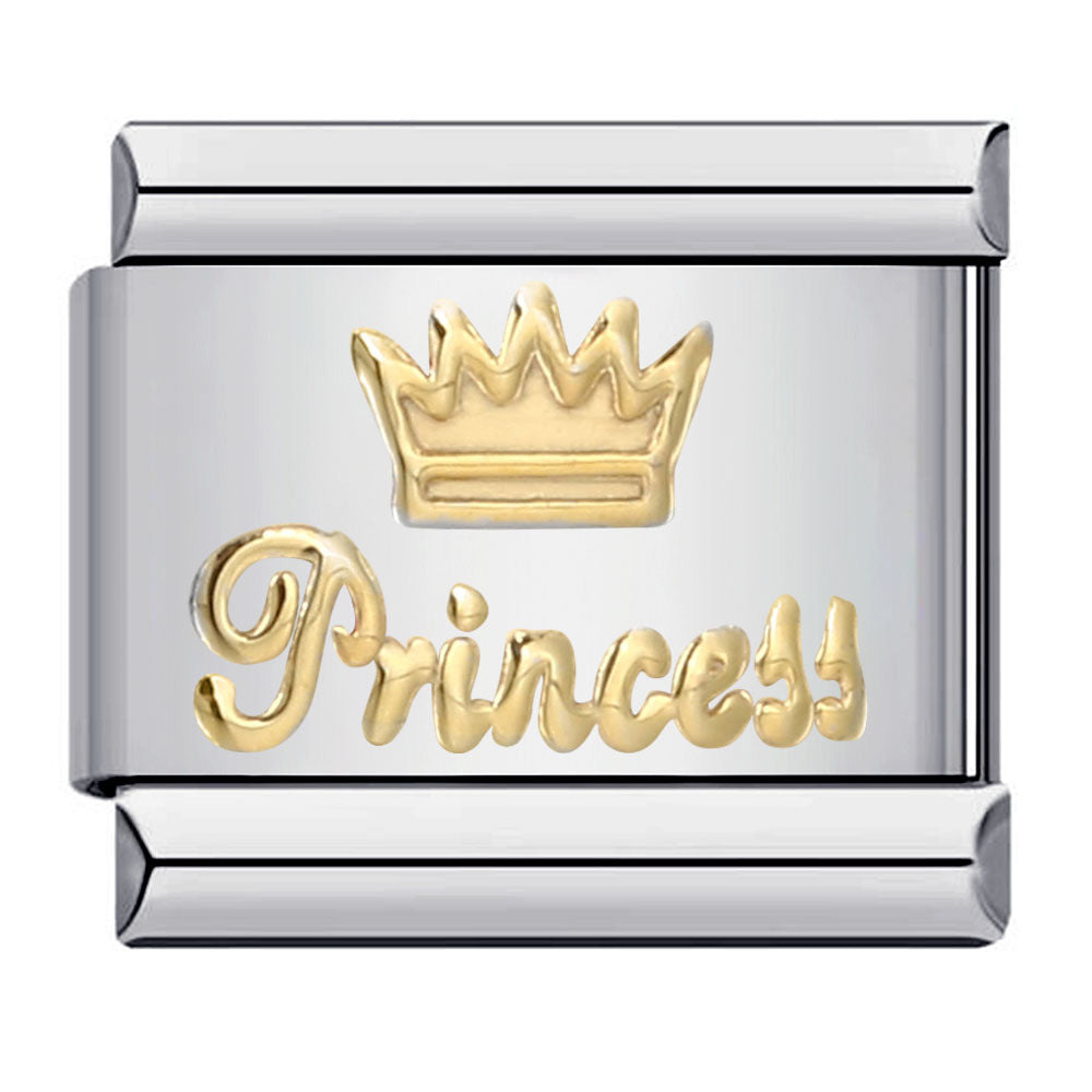 Stainless Steel Italian Module Bracelet with Gold Plated Stamping Pattern, Drip Oil DIY Elastic Personalized Strap Chain