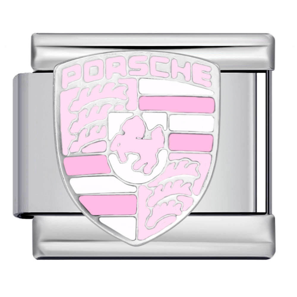 Italian Module Bracelet Automotive Logo Series Titanium Steel Welding Drip Oil DIY Elastic Splicing Table