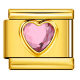 Gold Colored Heart-shaped Circle Diamond Italian Module Bracelet DIY Titanium Steel Welded Elastic Watch Chain Accessory