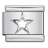 New Titanium Steel Pentagram Eye Italian Module Bracelet Stamped Pattern Drip Oil DIY Elastic Strap Chain