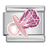 Romantic Pink Italian Modular Bracelet Titanium Steel Welding DIY Charm Bracelet Fairy Gift for Girls