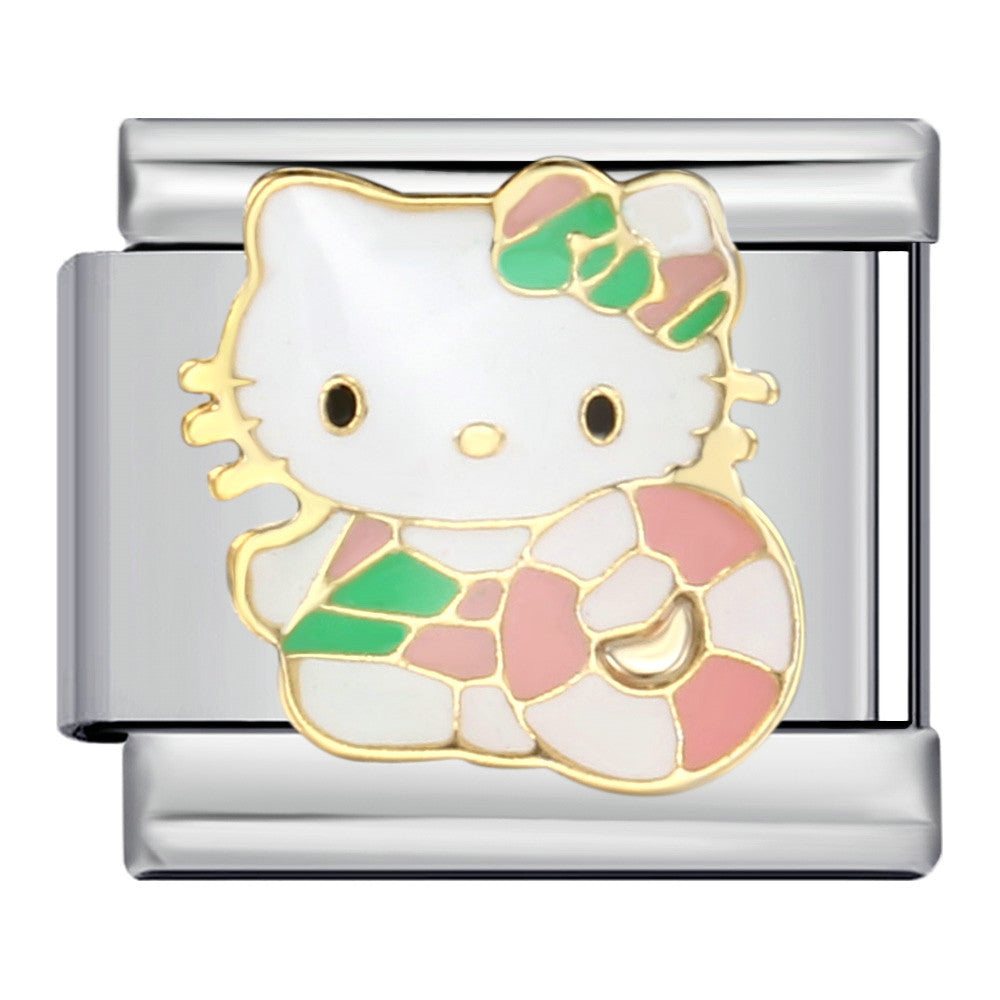 Wholesale DIY Titanium Steel Welded Enamel Drop Charms Italian Link Bracelet Straps with Cute Cartoon Patterns