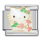 Wholesale DIY Titanium Steel Welded Enamel Drop Charms Italian Link Bracelet Straps with Cute Cartoon Patterns