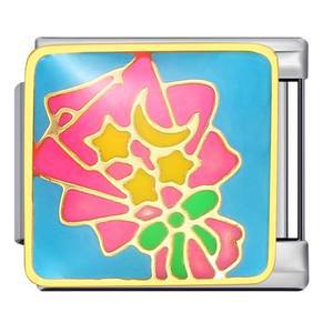 New Holiday Gift Floral Pattern Band Chain Titanium Steel Gold Plated Welded DIY Italian Modular Bracelet Wholesale