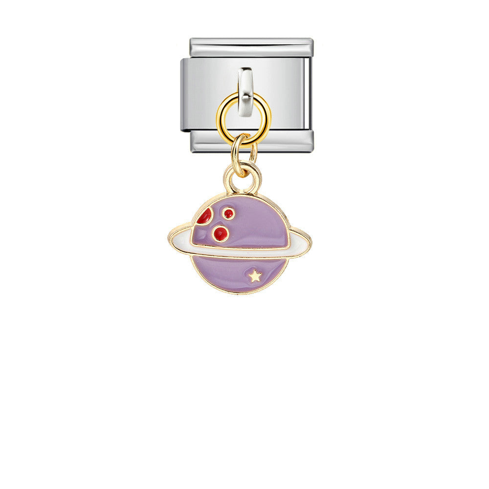 New Cute Pendant Italian Module Bracelet Titanium Steel Hook DIY Drip Oil Elastic Free Splicing Strap Chain