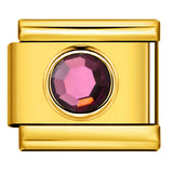 Gold Colored Heart-shaped Circle Diamond Italian Module Bracelet DIY Titanium Steel Welded Elastic Watch Chain Accessory