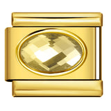 Italian Style Gold Plated Oval Birthstone Bracelet Stainless Steel DIY Customizable Fashion Jewelry Wristband