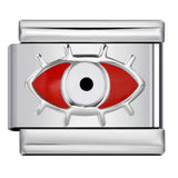 New Titanium Steel Pentagram Eye Italian Module Bracelet Stamped Pattern Drip Oil DIY Elastic Strap Chain