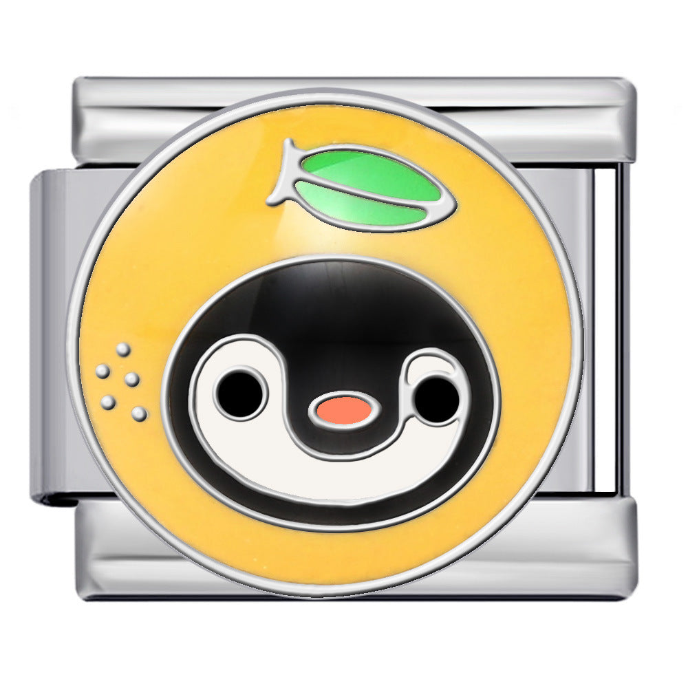 New Cartoon Animation Gold-plated Oil Drop DIY Italian Module Bracelet with Personalized Welding Pattern Stainless Steel Bracelet