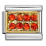 Diamond Studded Square Stainless Steel DIY Italian Module Bracelet Italian Charm Bracelet