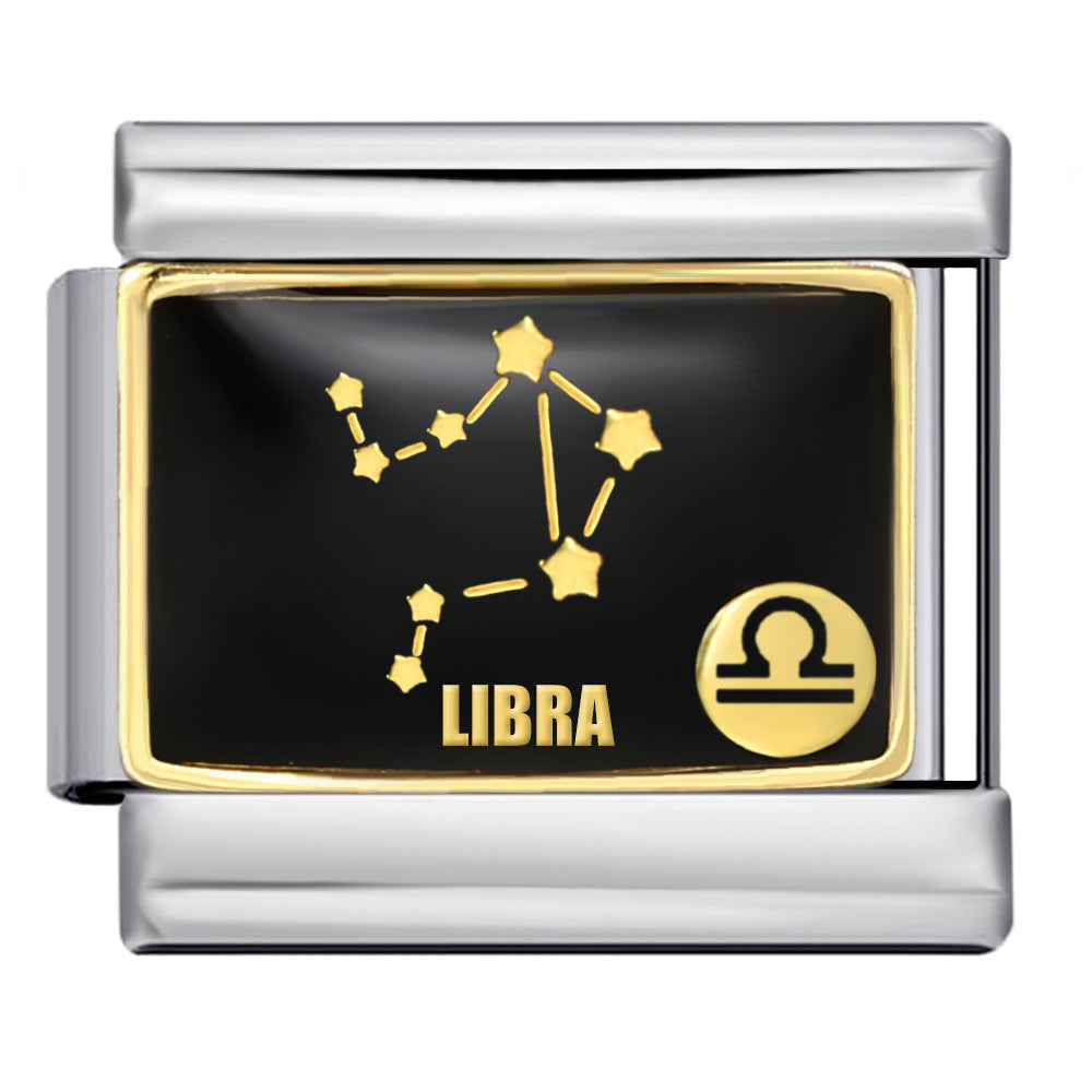 New 12 Constellation Series Italian Module Bracelet Stainless Steel Welding Gold Plating Drip Oil DIY Pattern Bracelet