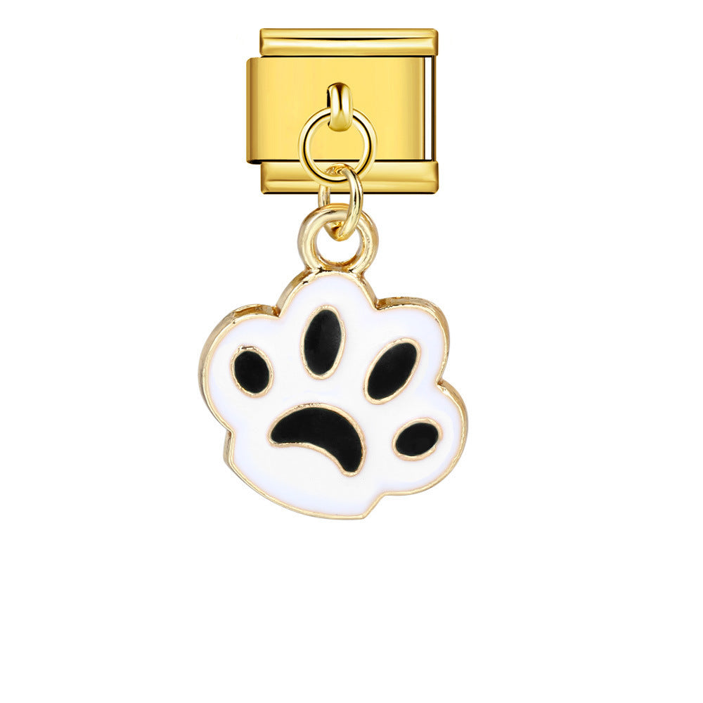 New Hook-style Colorful Drip Oil Claw Series Titanium Steel Italian Module Bracelet, DIY Elastic Splice Bracelet