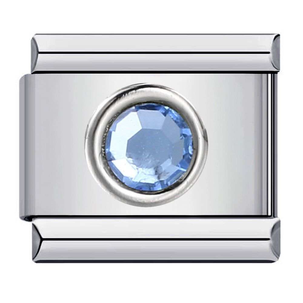 New Circle Colored Stone Italian Module Bracelet Stainless Steel Welding DIY Simple Fashion Bracelet Strap Chain