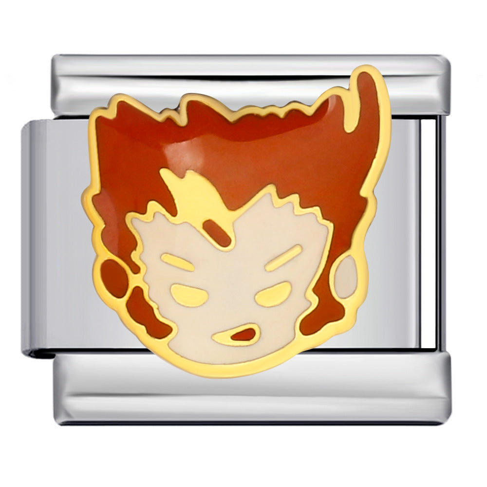 Italian Module Bracelet Anime Cartoon Titanium Steel Welding Gold Plating Drip Oil Pattern DIY Splicing Bracelet Accessories