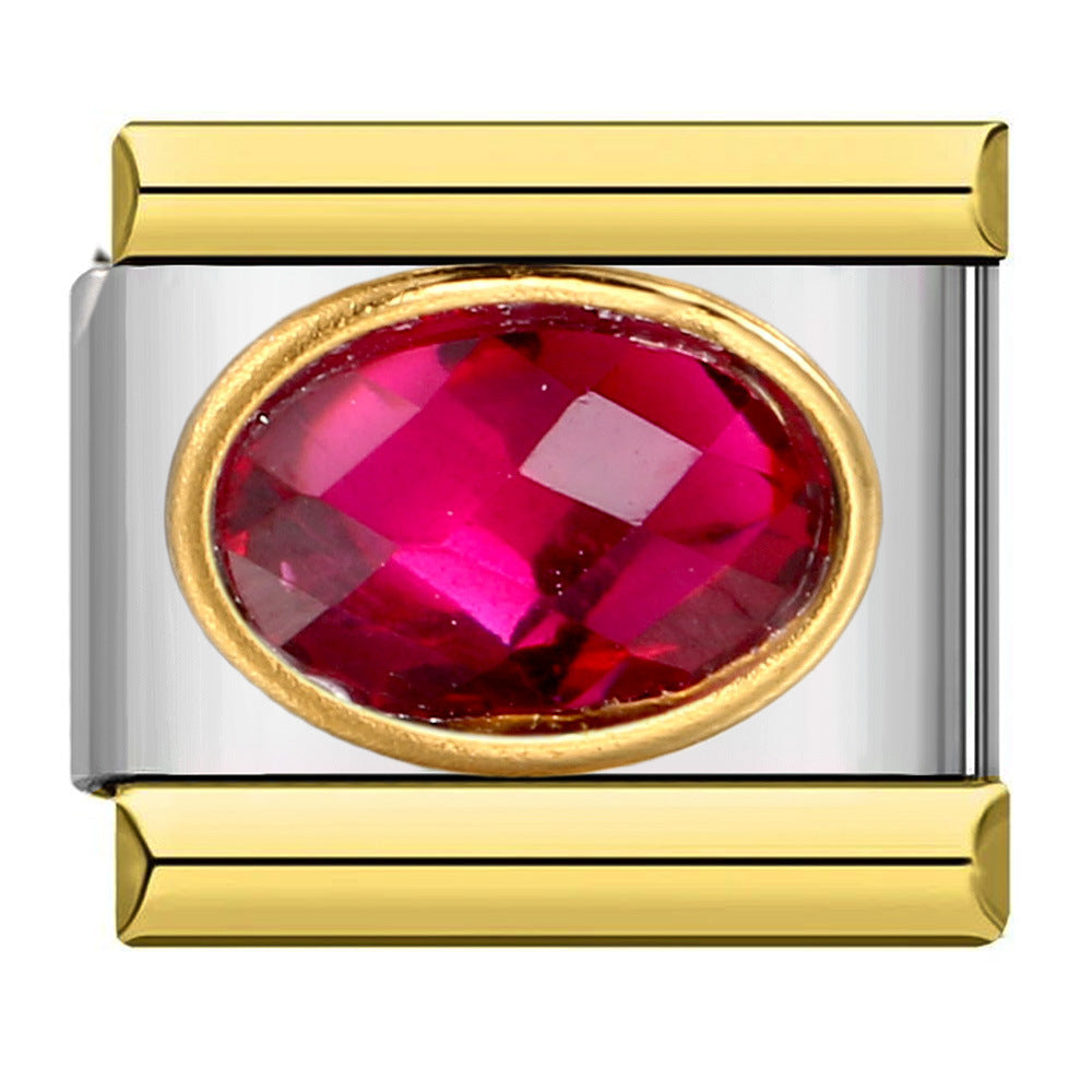 Inlaid New Titanium Steel Welding Oil Drop DIY Italian Module Bracelet Italian Charm Bracelet