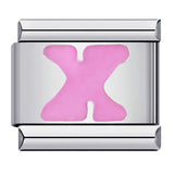 New Titanium Steel Pink English Letter DIY Italian Module Bracelet Italian Charm Bracelet