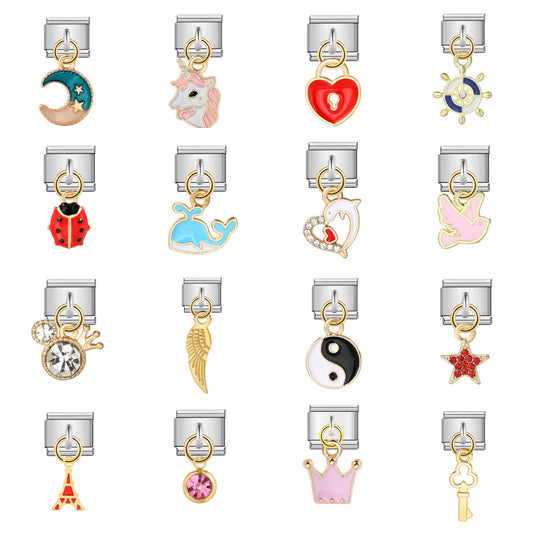 New Charm Pendant Series Italian Module Bracelet Single Hook Titanium Steel Elastic Splicing Strap Chain