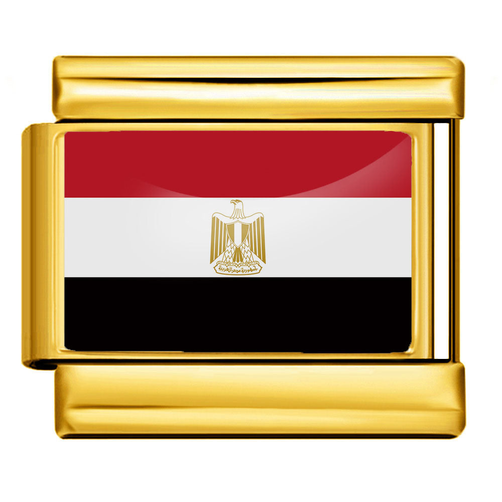 Gold Base World Flag Photo Resin Italian Charm Bracelet DIY Stainless Steel Stretch Watch Band Wristband