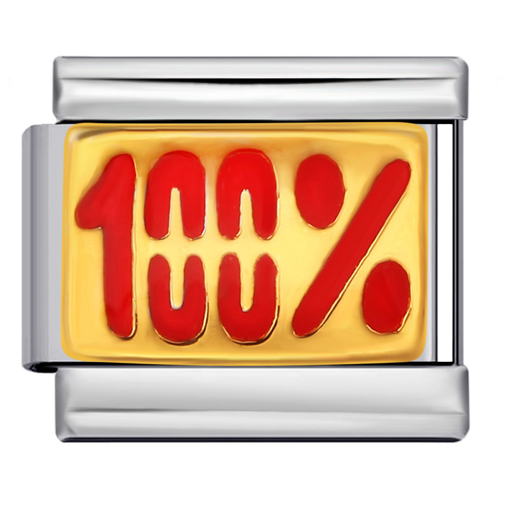 New Italian Module Bracelet Stainless Steel Welding Drip Oil Personalized English DIY Bracelet Accessories Wholesale