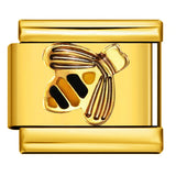 Italian Module Bracelet DIY Titanium Steel All Gold Welding Drip Oil Pattern Elastic Splicing Bracelet Accessory