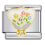 New Holiday Gift Floral Pattern Band Chain Titanium Steel Gold Plated Welded DIY Italian Modular Bracelet Wholesale