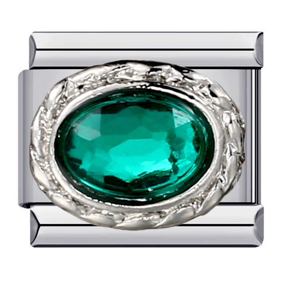 Inlaid New Titanium Steel Welding Oil Drop DIY Italian Module Bracelet Italian Charm Bracelet