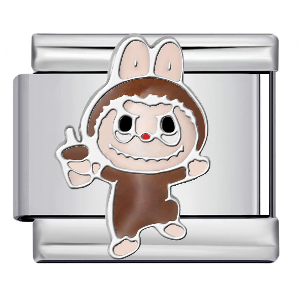 Cartoon Character Italian Module Bracelet Stainless Steel Welding Pattern DIY Elastic Splicing Versatile Bracelet