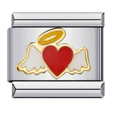 Photo Style Italian Module Bracelet with Angel Pattern Titanium Steel Welding, Gold Plating, Oil Dripping DIY Splicing Bracelet