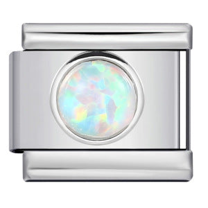 New Circle Colored Stone Italian Module Bracelet Stainless Steel Welding DIY Simple Fashion Bracelet Strap Chain