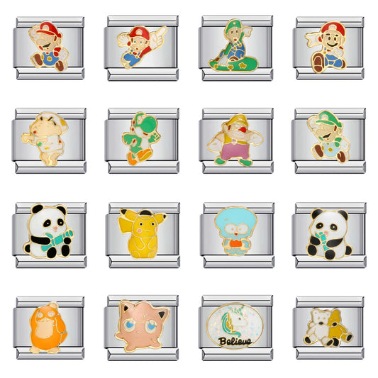 Classic Cartoon Character Italian Module Bracelet Titanium Steel Gold Plated Drip Oil DIY Welding Pattern Bracelet