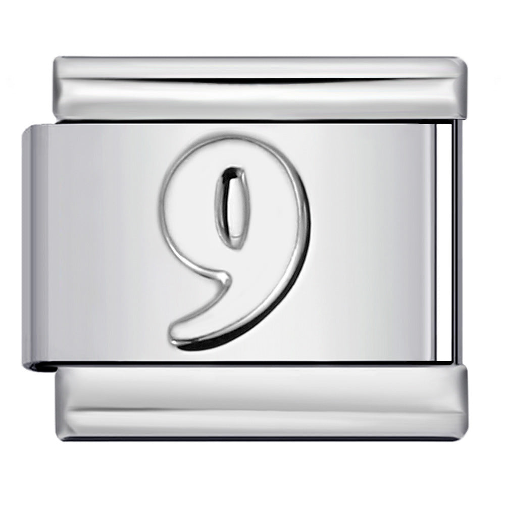 New titanium steel concave convex Arabic numerals DIY Italian module bracelet Italian Module