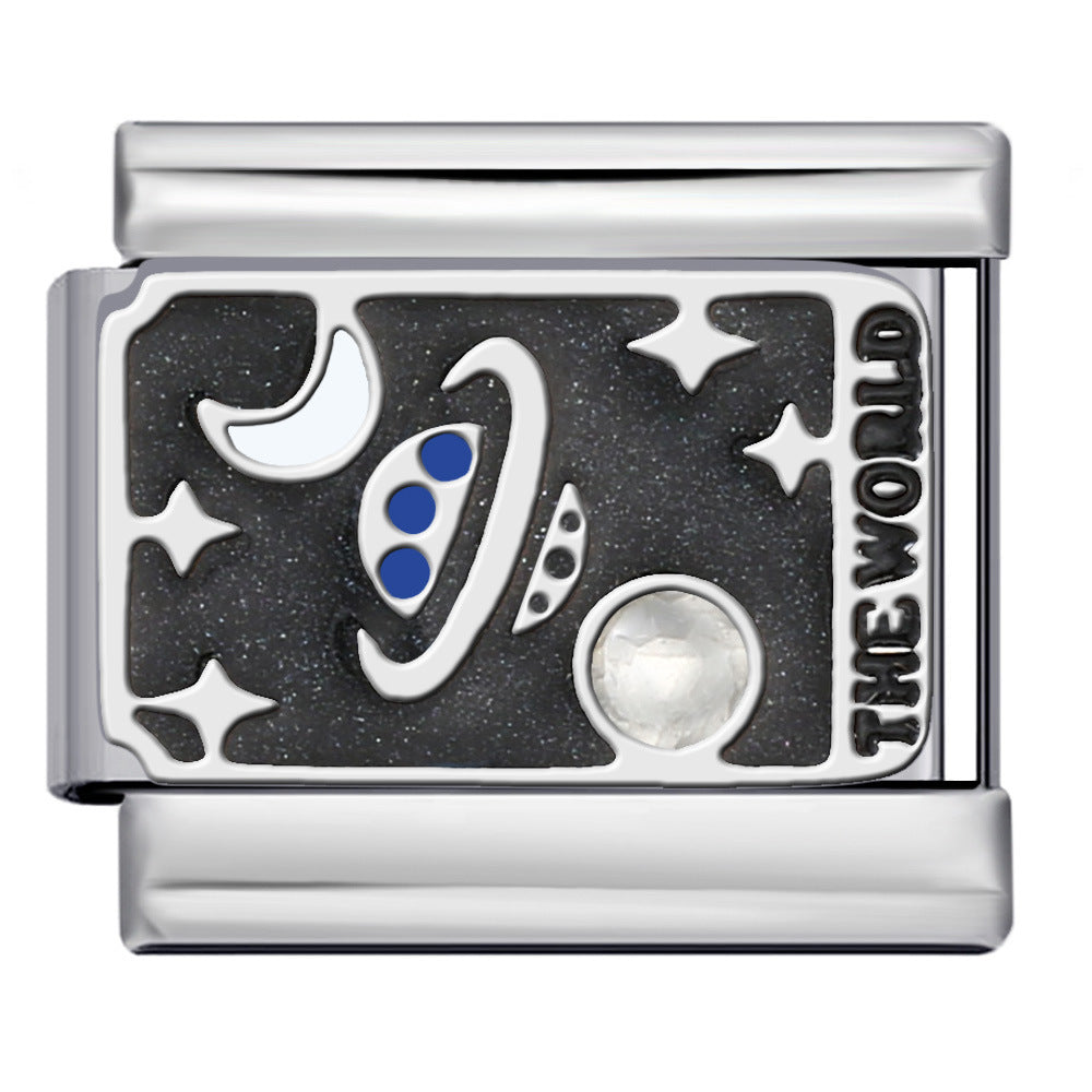 Tarot Series Italian Modular Bracelet DIY Welding Drip Oil Stretch Stainless Steel Chain