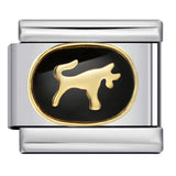 Italian Module Bracelet with Black Welding, Gold-plated Dripping Oil, Twelve Zodiac DIY Pattern, Stainless Steel Bracelet