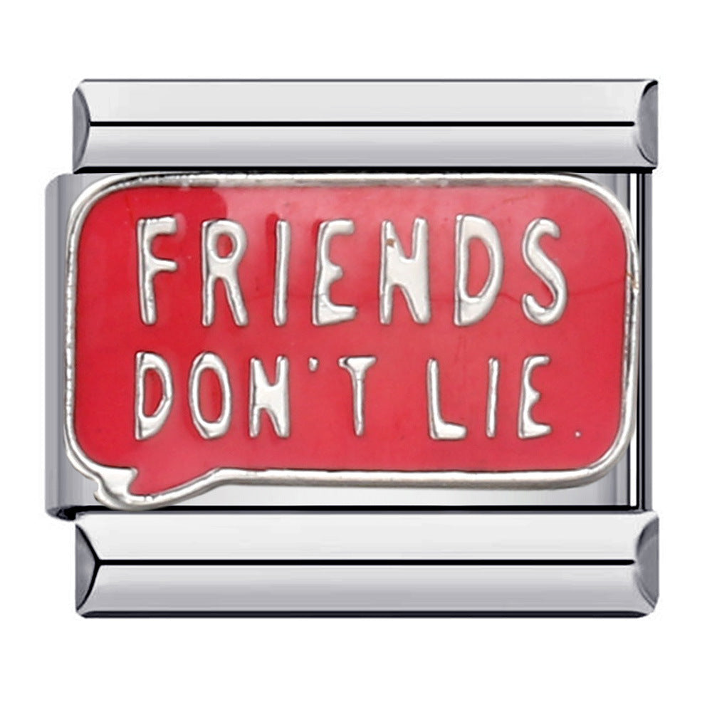 Pink Italian Modular Bracelet Titanium Steel Welding Gold Plated DIY Cartoon Free Connect Bracelet