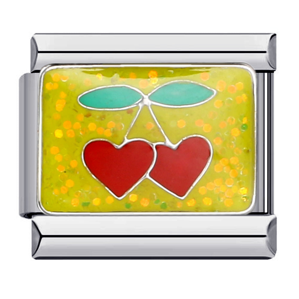 New Flower Series Titanium Steel Bracelet Welding Pattern Drip Oil DIY Italian Module Bracelet Strap Chain Wholesale