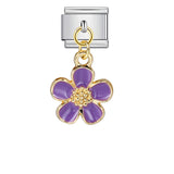 Italian Charm Module Bracelet Single Flower Handmade Pendant Titanium Steel Strap Chain