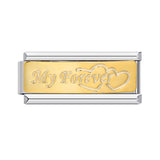 Long Letter Titanium Steel Welding Drip DIY Italian Module Bracelet Italian Charm Bracelet