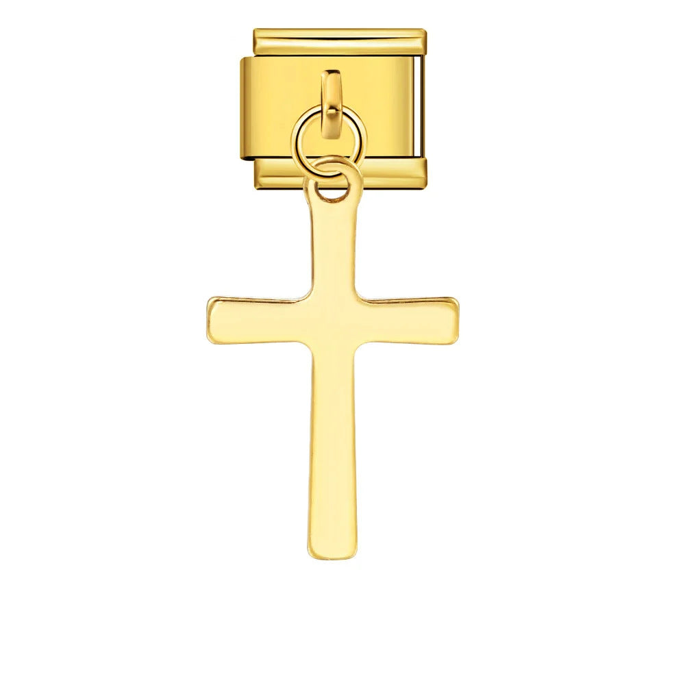 Cross Pendant Hook Style Italian Module Bracelet DIY Elastic Splicing Titanium Steel Strap Chain Accessories