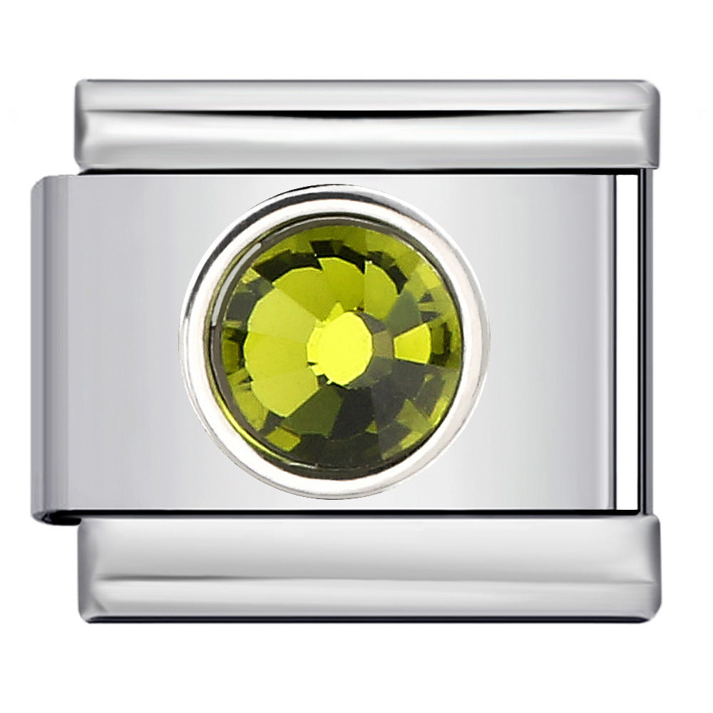 New Circle Colored Stone Italian Module Bracelet Stainless Steel Welding DIY Simple Fashion Bracelet Strap Chain