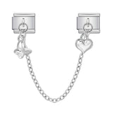 New Silver Double Pendant Italian Module Bracelet Stainless Steel Hook DIY Elastic Splicing Strap Chain