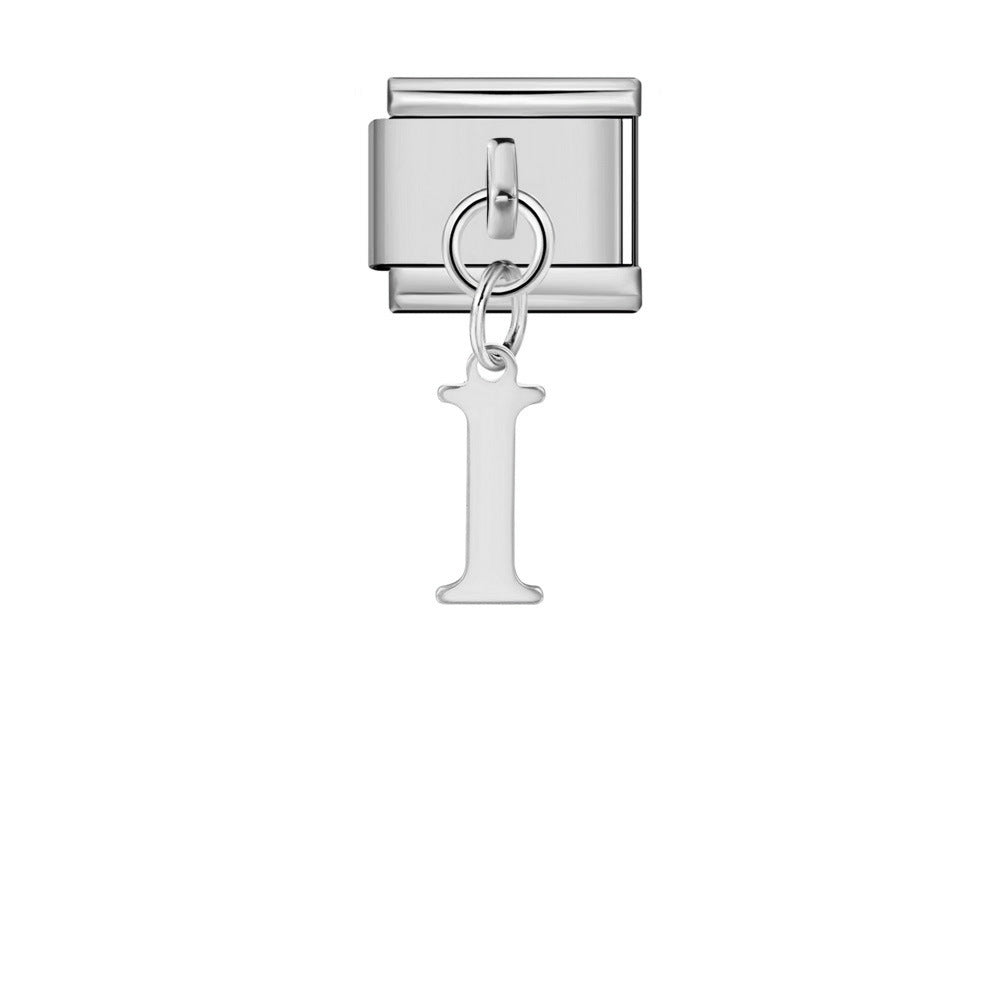 Silver Simplified Letter Italian Module Bracelet Titanium Steel Handmade DIY Hook Elastic Splicing Bracelet Accessories