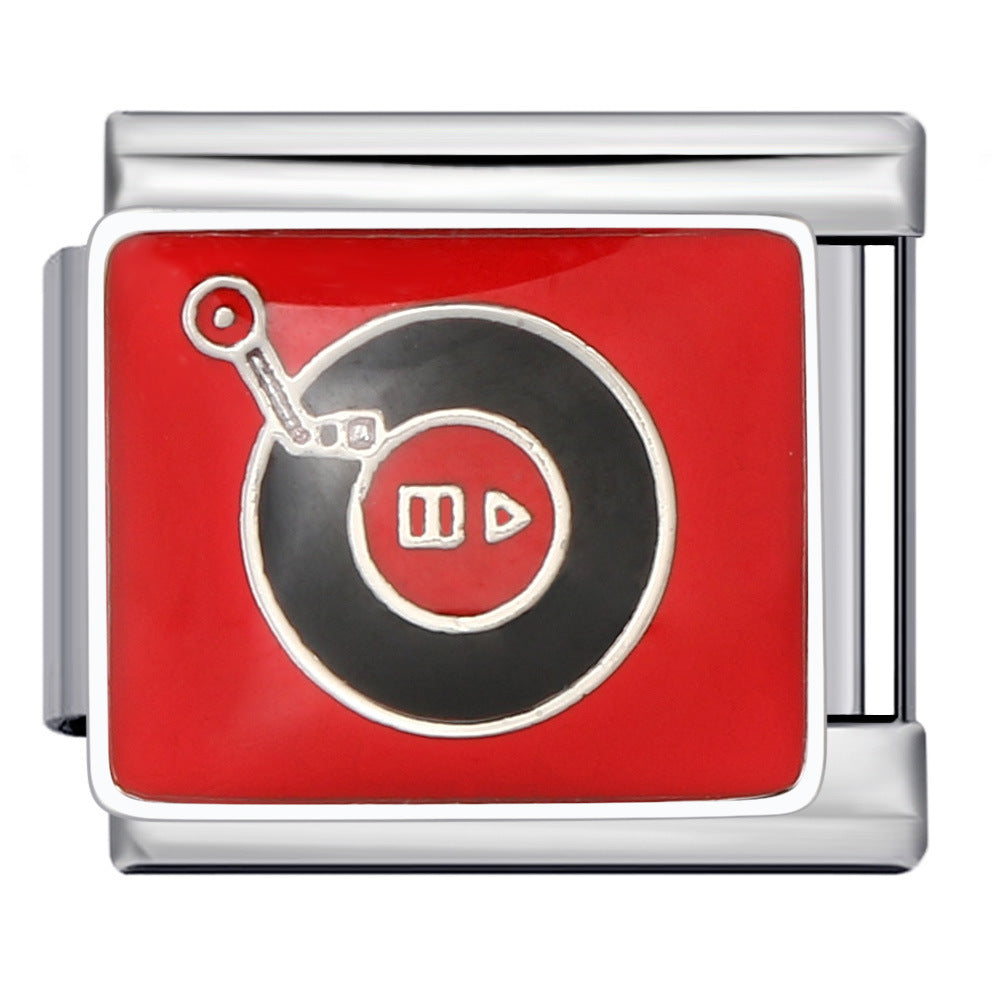 Music Hobby Series Stainless Steel Italian Module Bracelet Titanium Steel Welded Pattern DIY Bangle Wholesale