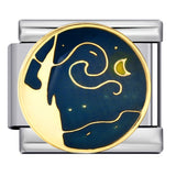 Stainless Steel Welding Drip Oil DIY Bracelet Italian Module Bracelet Round Starry Sky Pattern Elastic Bracelet