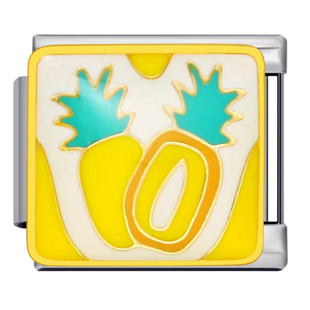 Fruit Series Italian Module Bracelet Titanium Steel Welding Drip Oil Pattern DIY Strap Chain Accessories Wholesale