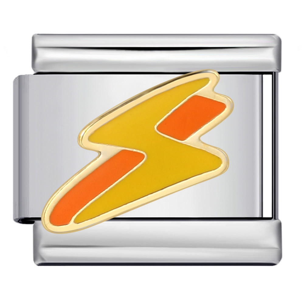 Four Season Element Gold-plated Oil Drop DIY Italian Module Bracelet with Personalized Welding Pattern Stainless Steel Bracelet