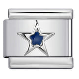 New Titanium Steel Pentagram Eye Italian Module Bracelet Stamped Pattern Drip Oil DIY Elastic Strap Chain