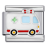 Hot Selling Fire Truck Train Italian Modular Bracelet DIY Titanium Steel Welding Gold Plated Drip Oil Bangle