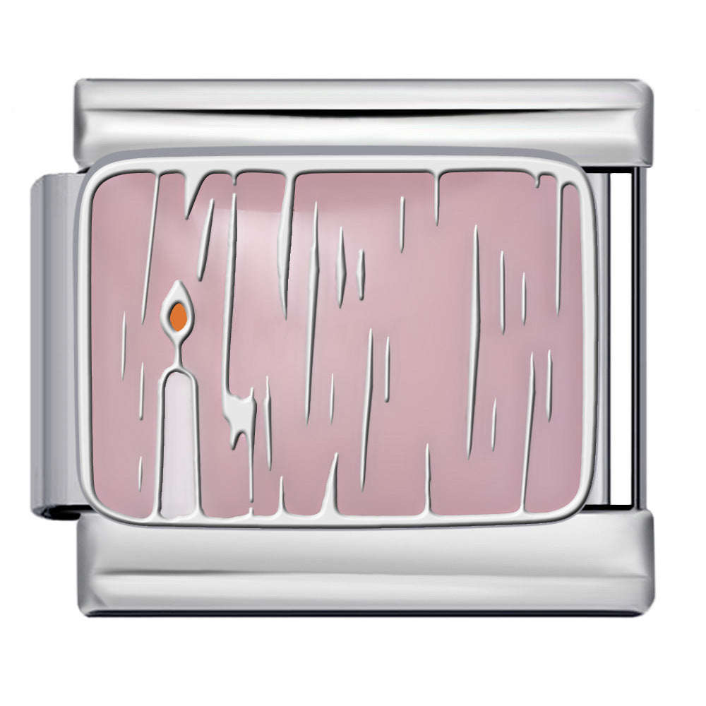 Pink Pattern Italian Module Bracelet Titanium Steel Welding Drip Oil Pattern DIY Bracelet Gift for Girls